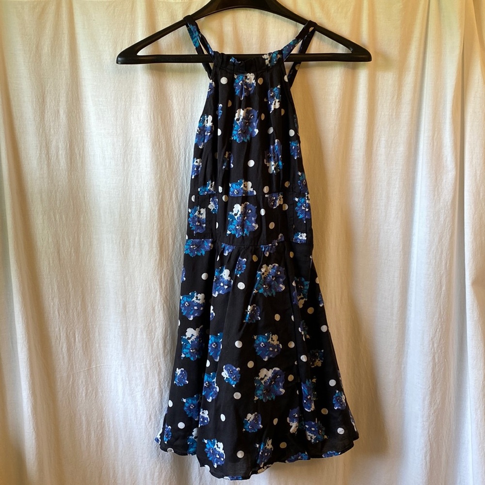 Free People black floral mini dress size small